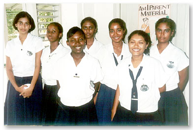 Peer helpers at the Naparima Girls High School monthly meeting.