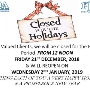 Closed for the Holidays